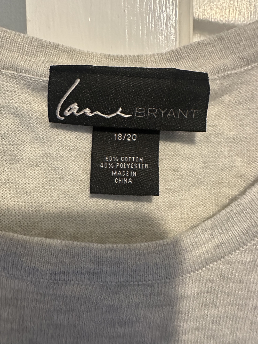 Lane Bryant Light Gray Knit Crewneck Top With Black Glasses Accent 18/20 - Picture 2 of 2
